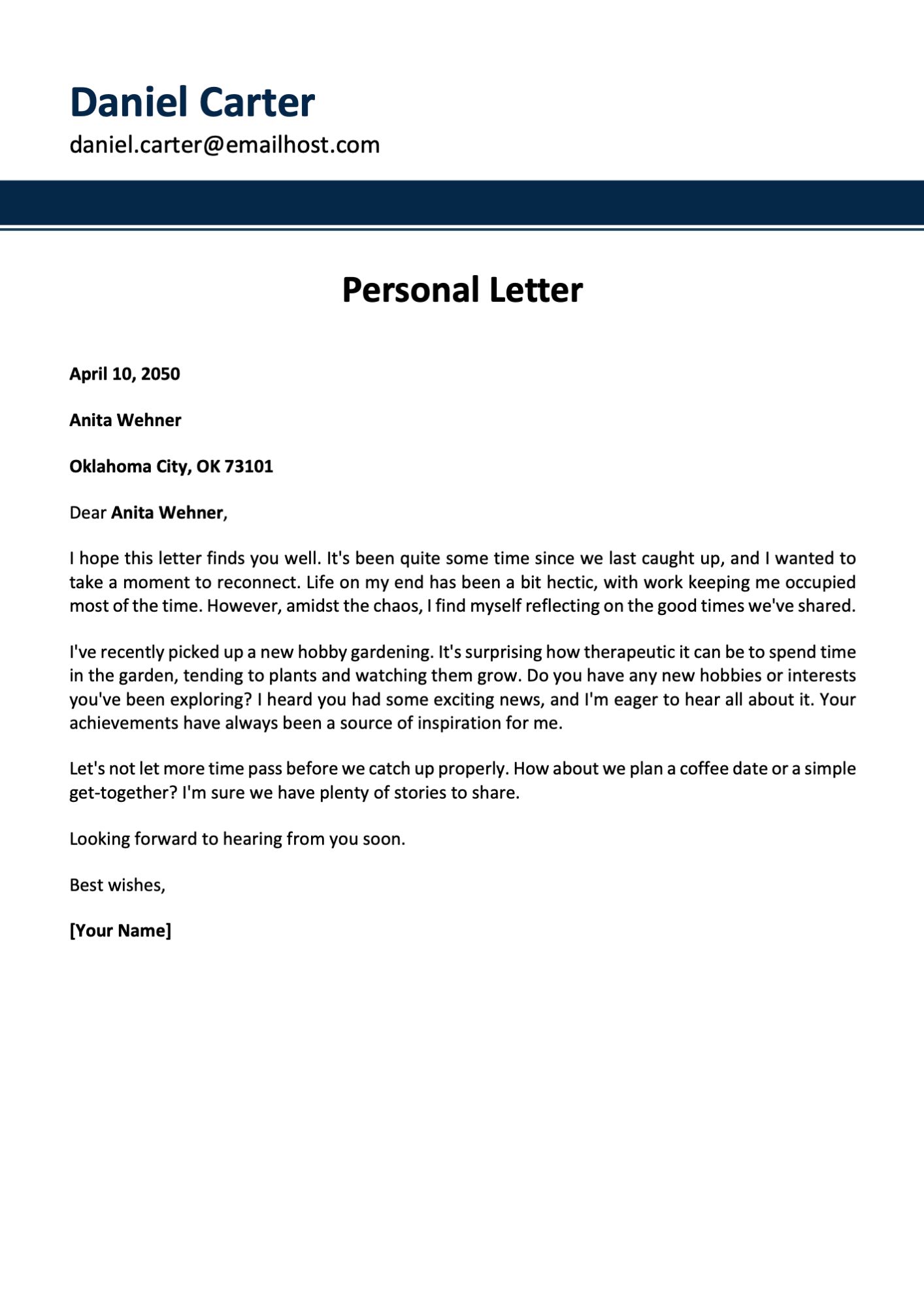 Personal Letter Template