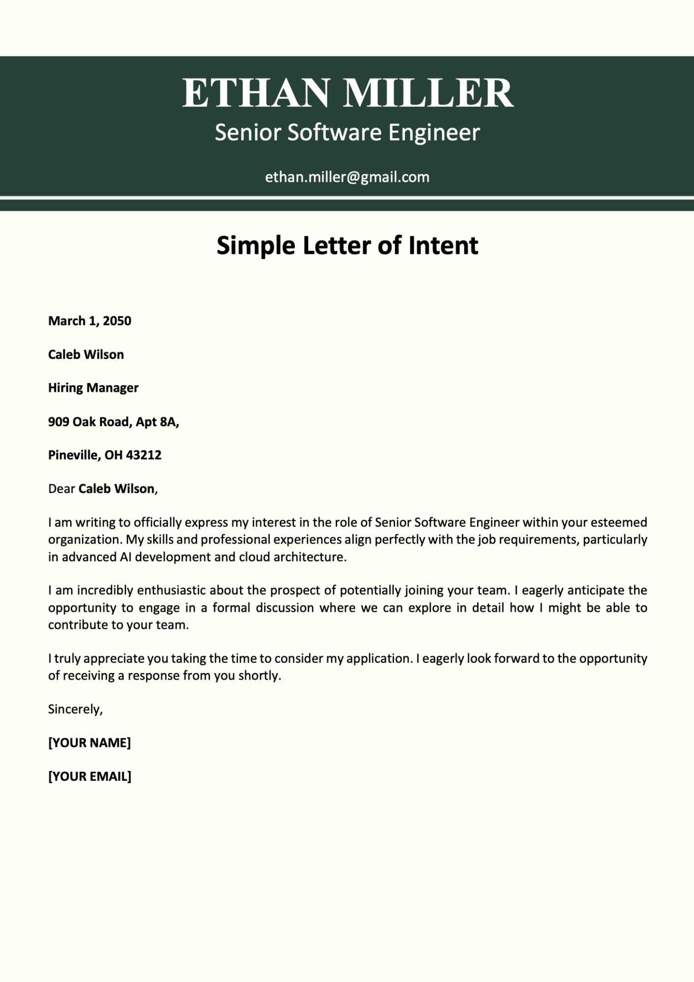 Simple Letter of Intent
