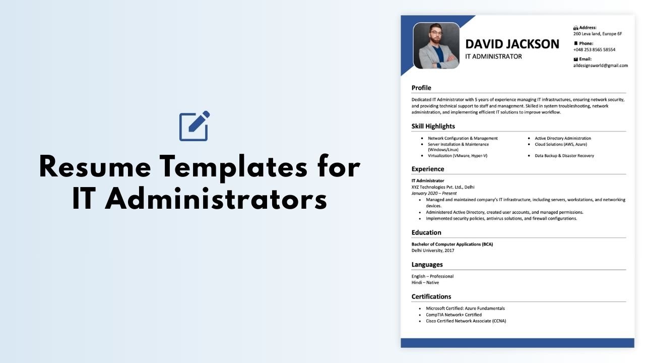 Resume Templates for IT Administrators
