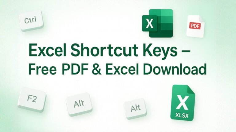 Free MS Excel Shortcut Keys – Download PDF & Excel File
