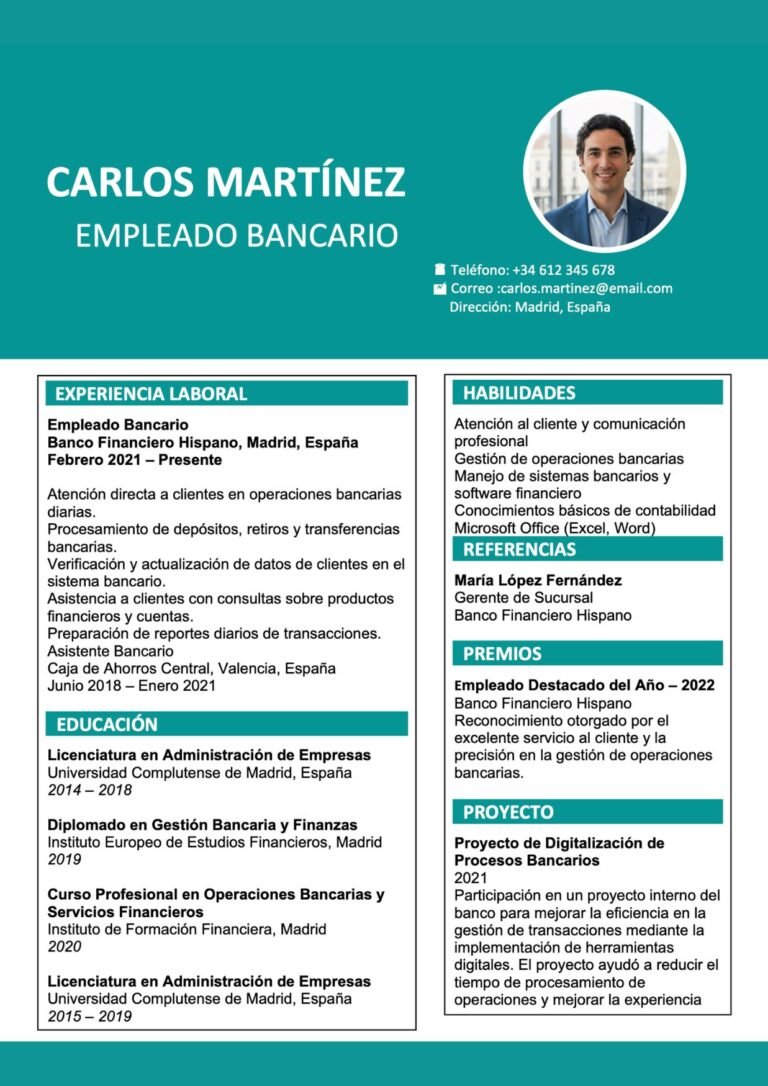 Currículum vitae PDF para llenar
