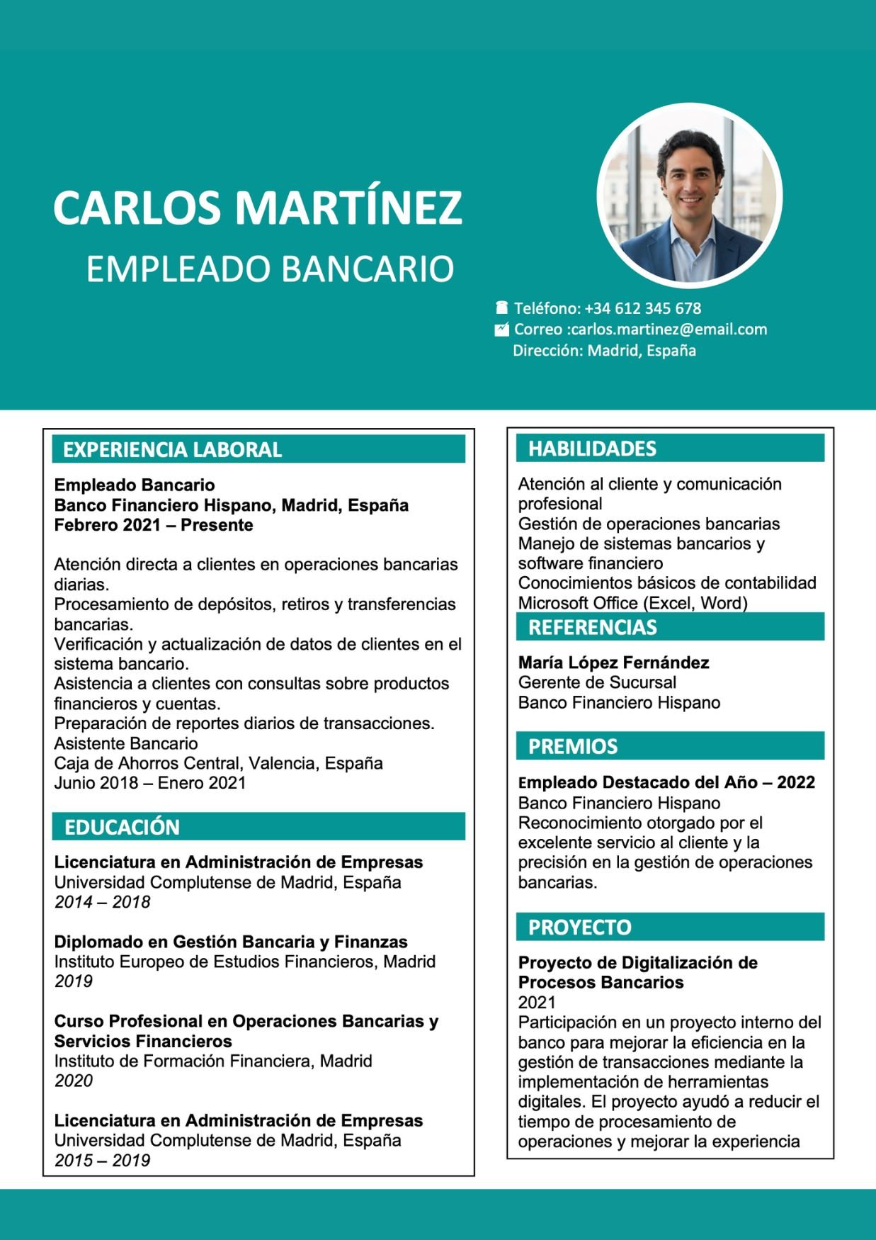 Currículum vitae PDF para llenar