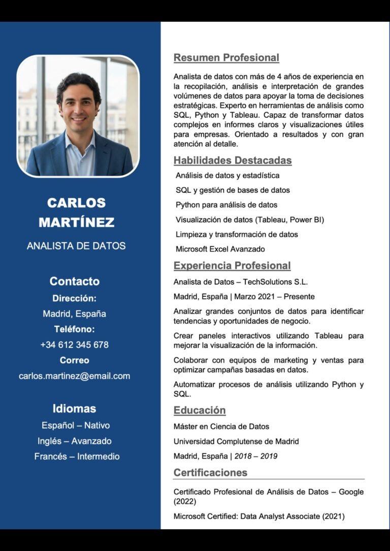 Descargar plantillas de currículum pdf