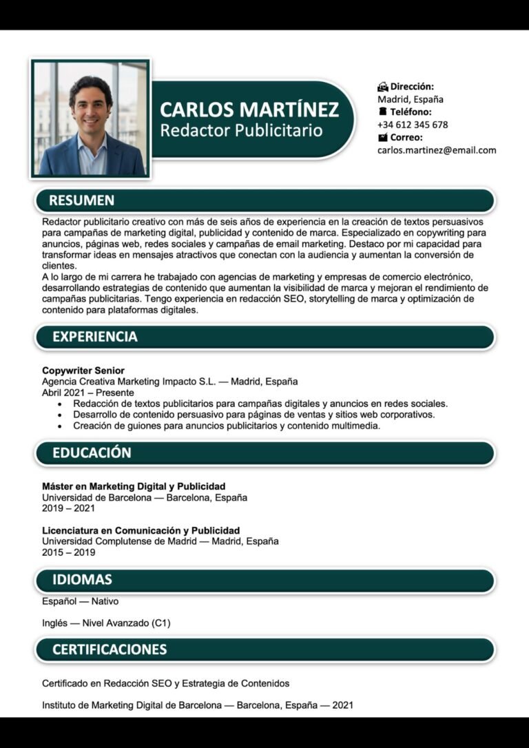 Modelo de CV moderno gratis