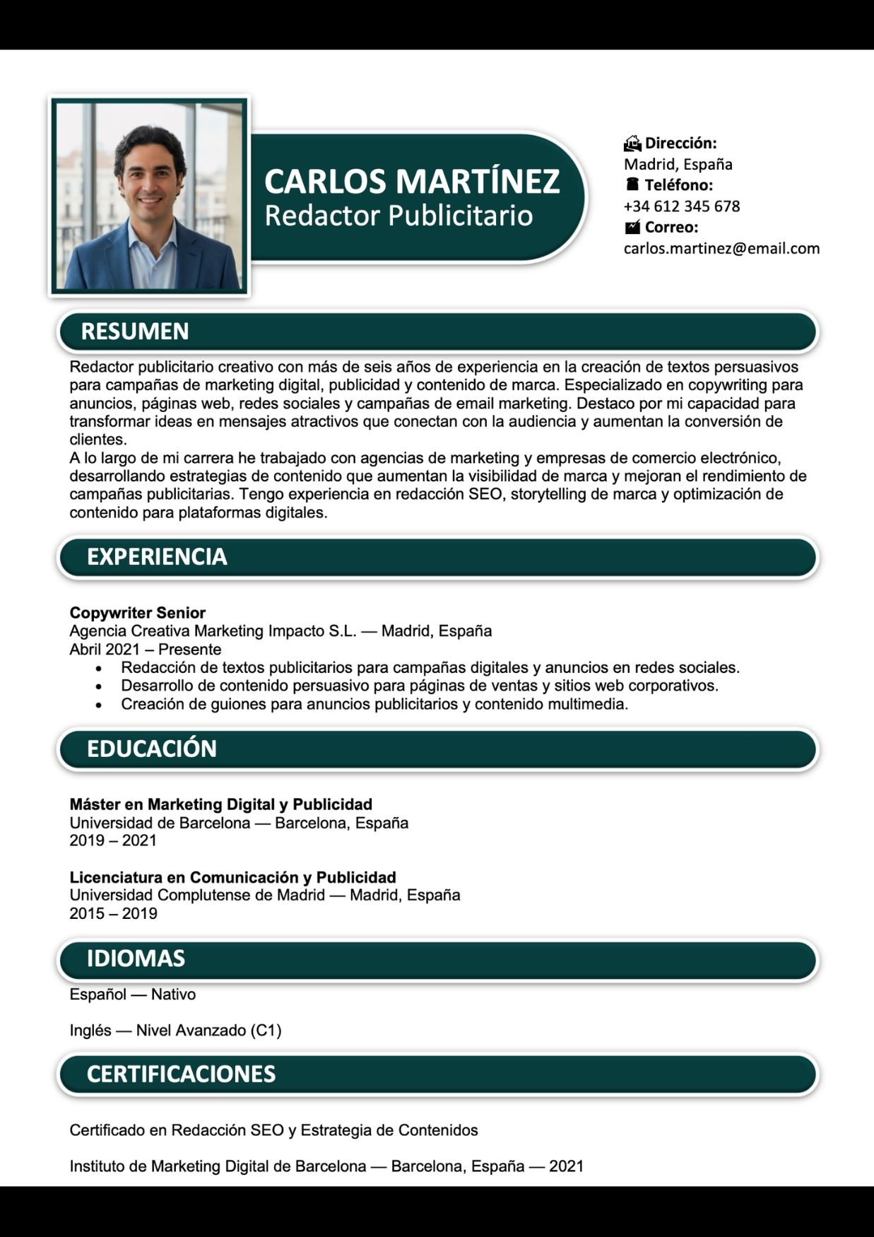 Modelo de CV moderno gratis