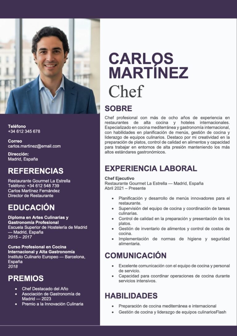 Plantilla de currículum curriculum vitae pdf