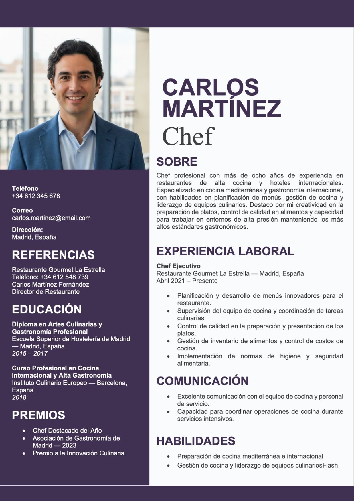 Plantilla de currículum curriculum vitae pdf