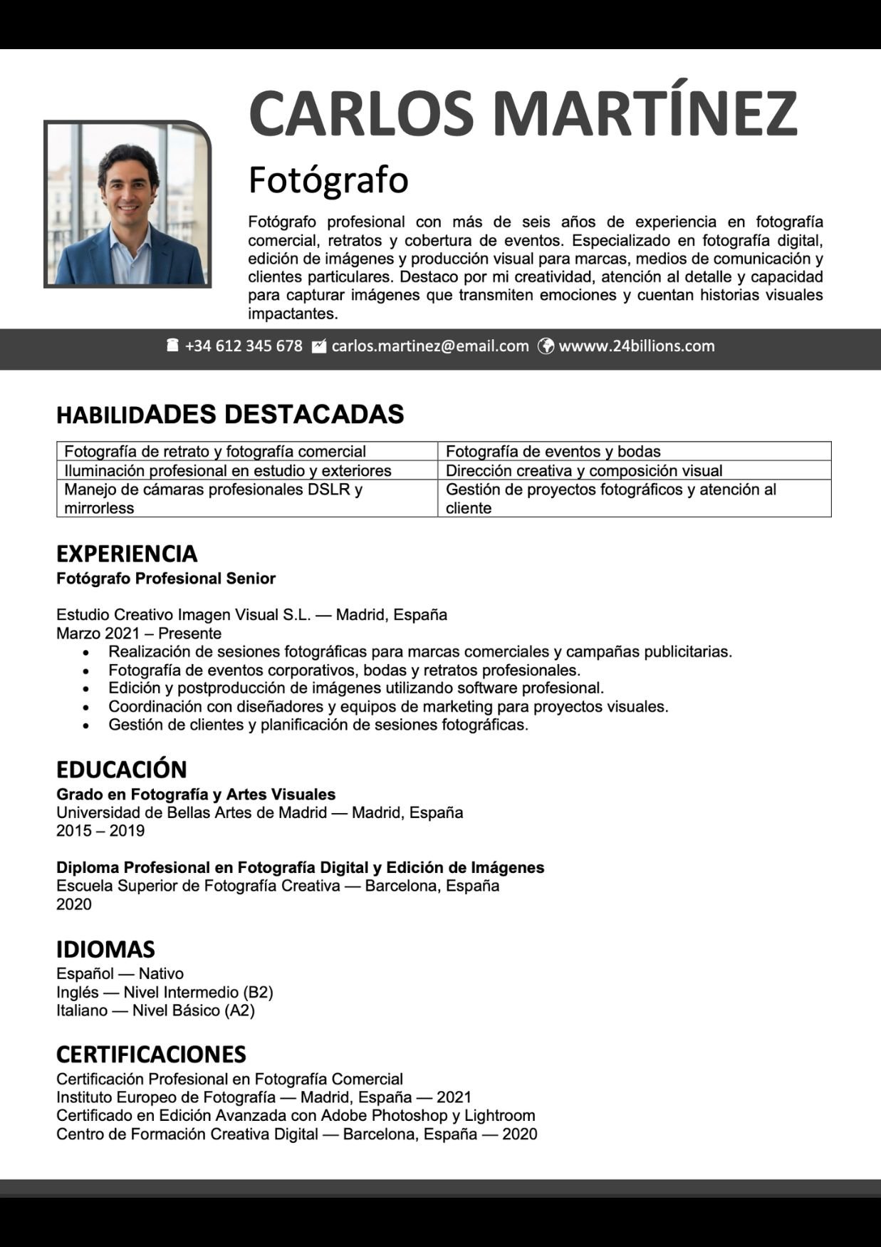 plantilla curriculum vitae online