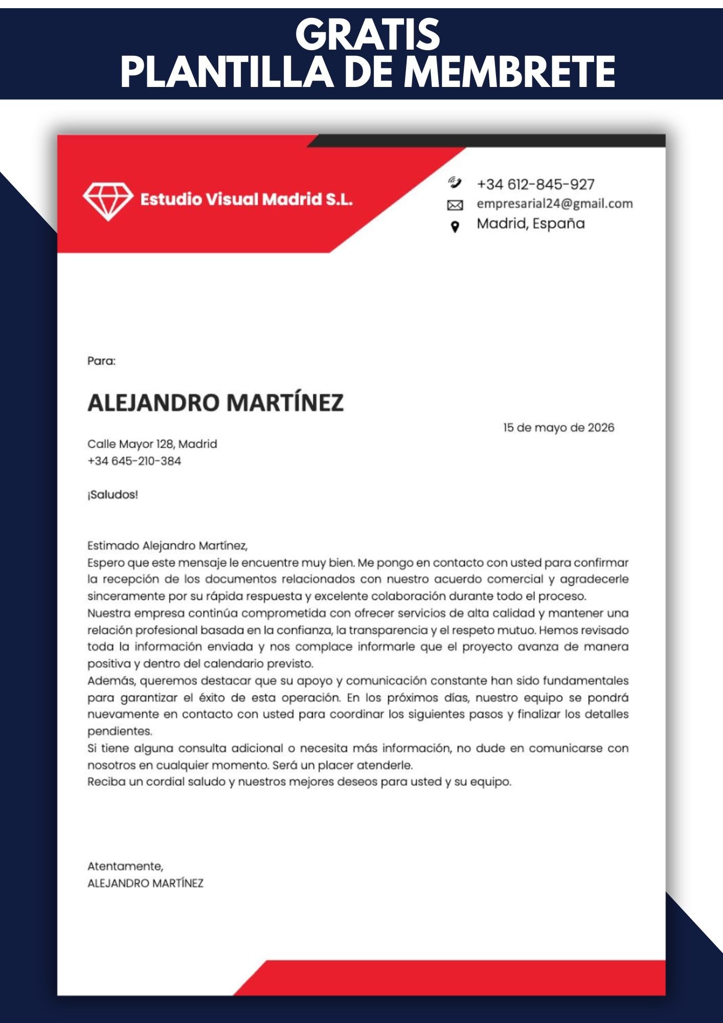 papel membrete de la empresa