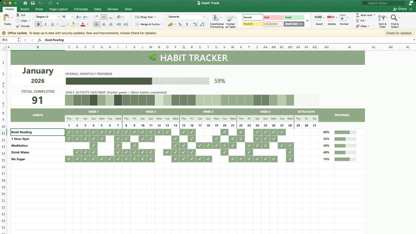 Habit Tracker Excel Template Overview