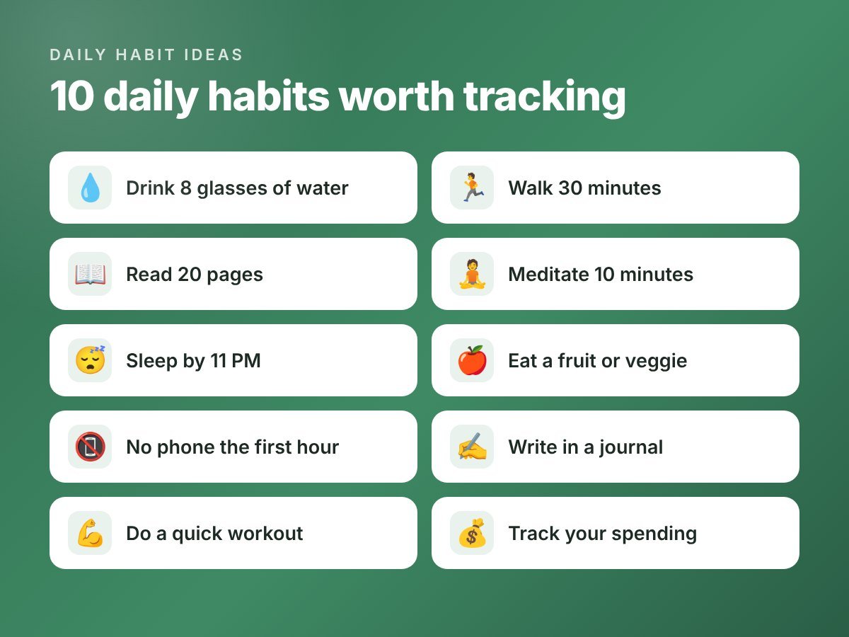 10 daily habits to track with a habit tracker app